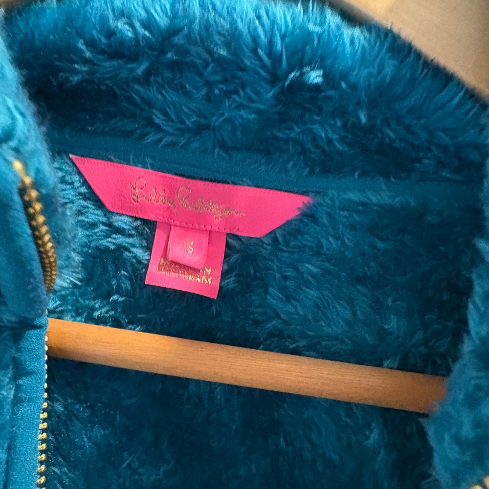 Lilly Pulitzer Turquoise Sherpa Quarter-Zip Pullover - Picture 2 of 5